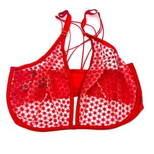 Victoria's Secret Red Lace Unlined Plunge Side Clasp Bra